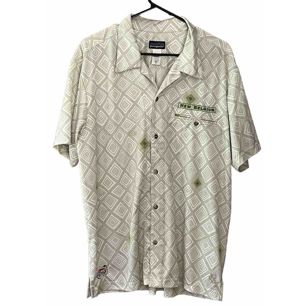 Patagonia Men's XL New Belgium Brewing Short Sleeve Polyester Shirt Sage Green - Picture 2 of 13